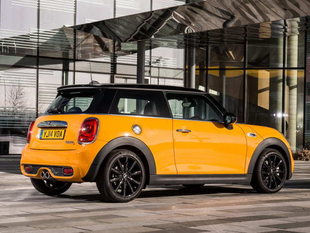 Обои картинки фото автомобили, mini, uk-spec, cooper, s, желтый, 2014г, f56