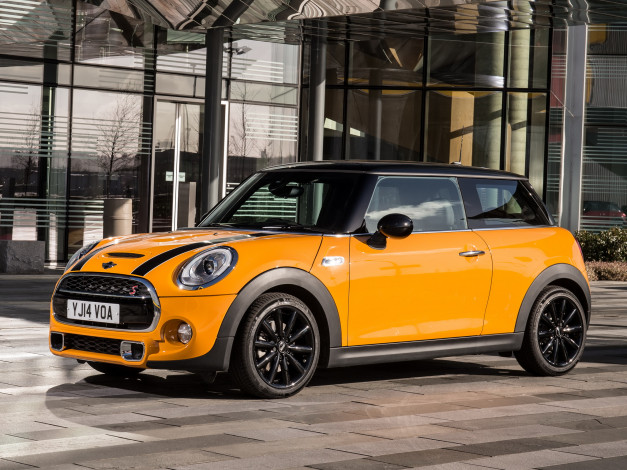 Обои картинки фото автомобили, mini, желтый, 2014г, f56, uk-spec, cooper, s