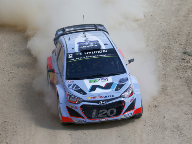 Обои картинки фото спорт, авторалли, пыль, скорость, 2014, wrc, i20, hyundai