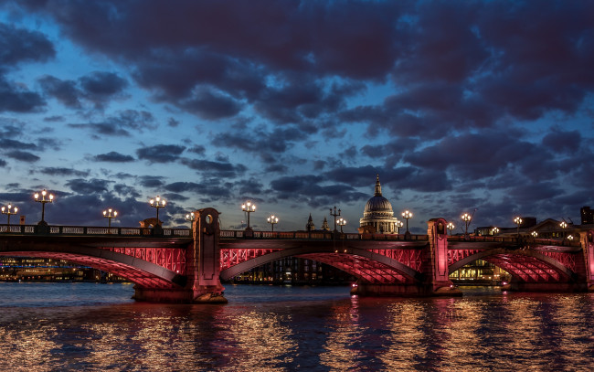 Обои картинки фото города, лондон , великобритания, мост, город, лондон, river, thames, рассвет