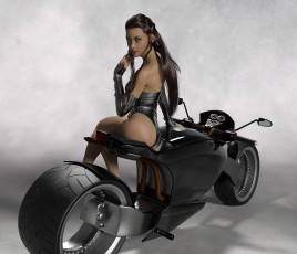 Картинка 3д+графика люди-авто мото+ people-+car+ +moto мотоцикл девушка фон взгляд