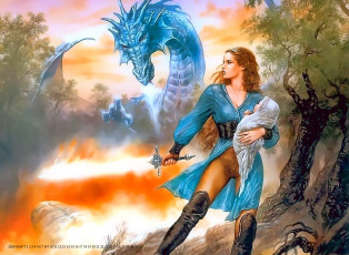 Картинка календари фэнтези женщина ребенок девушка оружие дракон calendar 2020