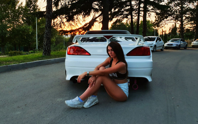 Обои картинки фото автомобили, -авто с девушками, nissan, silvia, s15