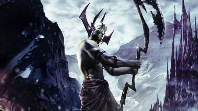 Обои картинки фото видео игры, dragonshard, демон, оружие, скалы