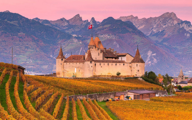 Обои картинки фото aigle castle, switzerland, города, замки швейцарии, aigle, castle