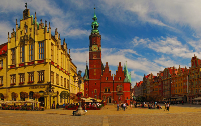 Обои картинки фото города, улицы, площади, набережные, польша, вроцлав, rynek, ratusz