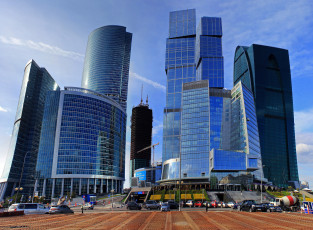Картинка деловой центр города москва россия машины дома