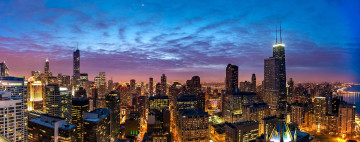 Картинка chicago города Чикаго сша здания небоскрёбы панорама ночной город