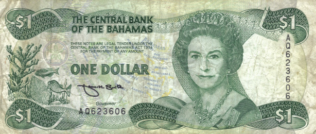Обои картинки фото разное, золото, купюры, монеты, банкнота, багамы, 1, доллар