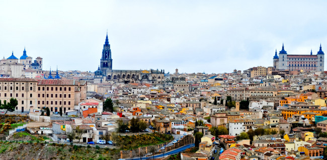 Обои картинки фото города, толедо, испания, панорама, крыши