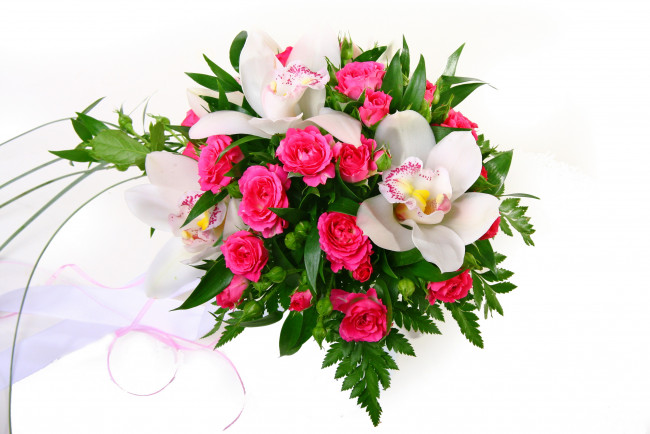 Обои картинки фото цветы, букеты, композиции, орхидеи, букет, розы