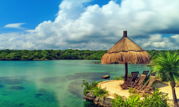 Картинка природа тропики берег остров океан солнце море песок пляж