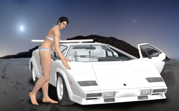 Картинка автомобили 3d+car&girl взгляд автомобиль девушка