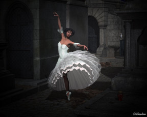 Картинка 3д+графика люди+ people танец девушка балерина фон взгляд