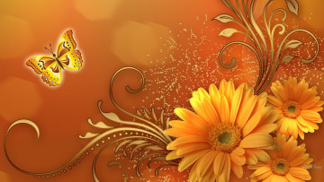 Картинка векторная+графика цветы+ flowers цветы узор бабочка вензель