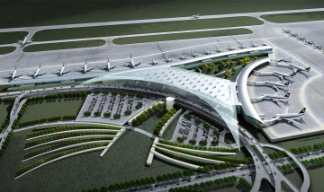 Картинка 3д+графика архитектура+ architecture макет аэродром аэропорт самолеты
