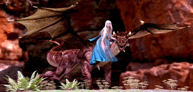 Обои картинки фото 3д графика, фантазия , fantasy, драконы, фон, взгляд, девушка