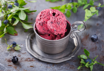 Картинка еда мороженое +десерты ягоды черника мята