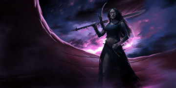 Картинка фэнтези девушки девушка фон взгляд меч
