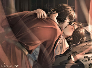 Картинка аниме tian+guan+ci+fu хуа чэн се лянь поцелуй