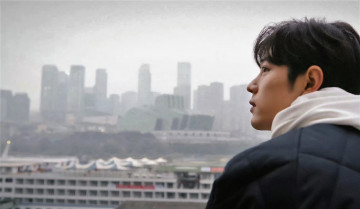 обоя мужчины, xiao zhan, лицо, куртка, панорама