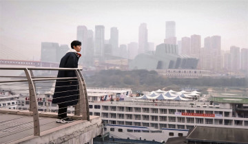 обоя мужчины, xiao zhan, актер, плащ, балкон, панорама