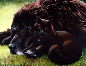 Картинка рисованное persis+clayton+weirs собакак кошка