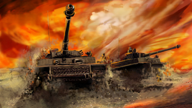 Обои картинки фото видео игры, world of tanks, танки, огонь, тучи, грязь