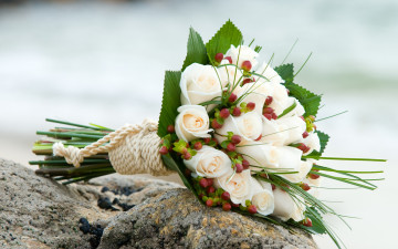 Картинка цветы букеты композиции розы букет белый красивый веревка шнур