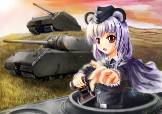 Картинка аниме weapon blood technology бинокль танк
