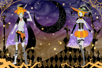 Картинка аниме vocaloid halloween kagamine rin len