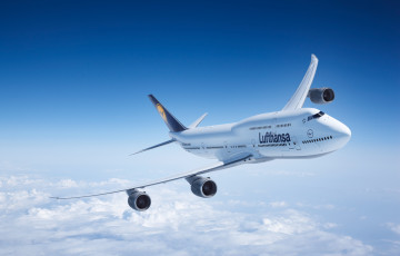 Картинка boeing 747 авиация пассажирские самолёты авиалайнер полет облака боинг