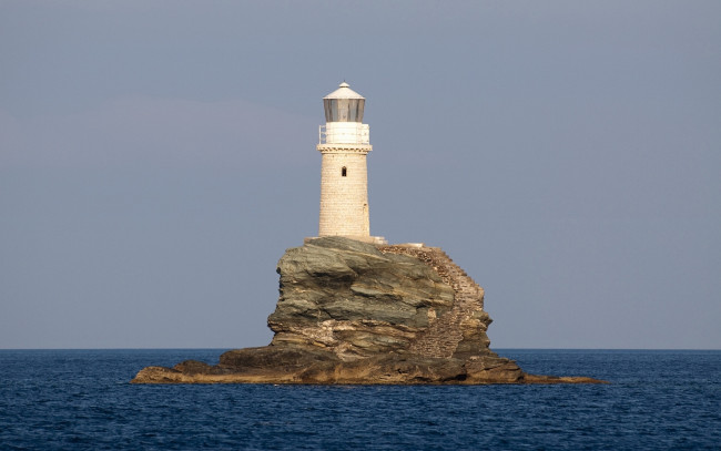 Обои картинки фото tourlitis, lighthouse, andros, island, greece, природа, маяки, остров, андрос, греция, эгейское, море
