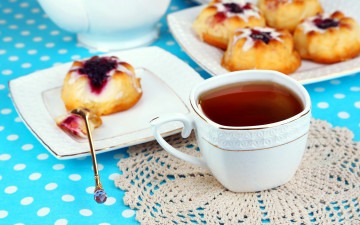 Картинка еда напитки +Чай сдоба булочки