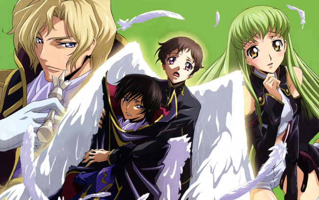 Обои картинки фото аниме, code geass, парни, фон, взгляд, девушка