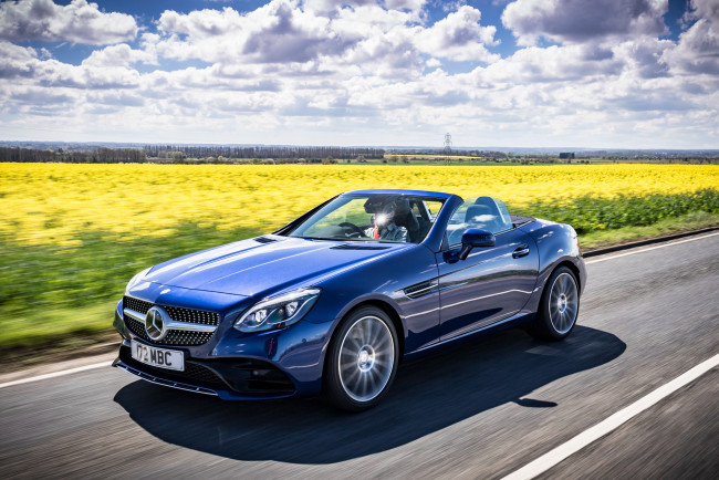 Обои картинки фото автомобили, mercedes-benz, r172, uk-spec, line, amg, slc, 300, 2016г