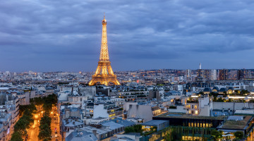 Картинка города париж+ франция утро башня