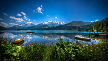 Картинка корабли лодки +шлюпки пейзаж швейцария вид на озеро сильзерзее