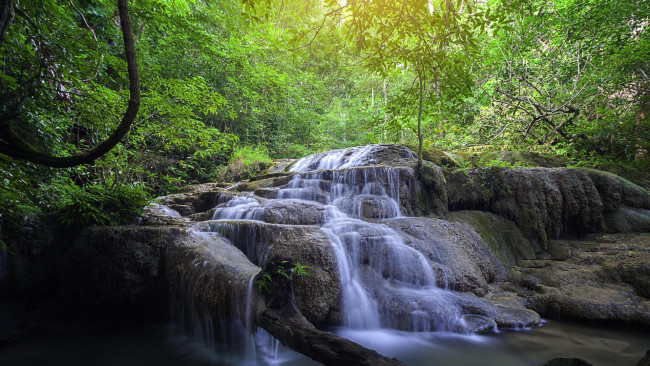 Обои картинки фото природа, водопады, erawan, waterfall, thailand, таиланд, канчанабури