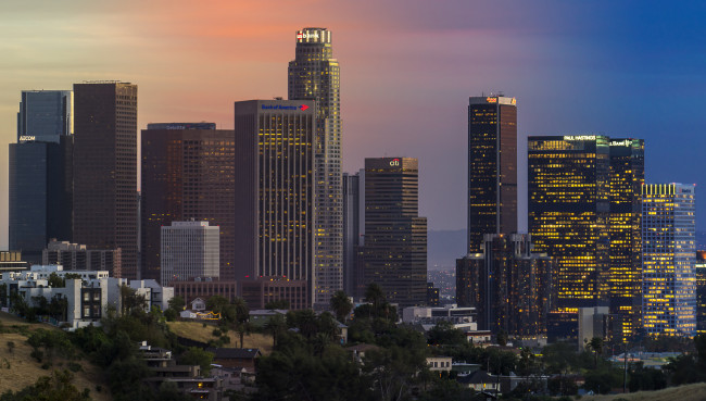 Обои картинки фото downtown los angeles, города, лос-анджелес , сша, небоскребы