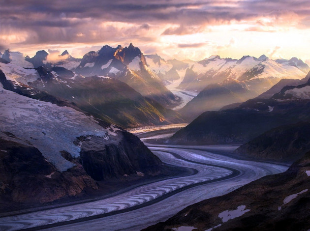 Обои картинки фото природа, айсберги и ледники, дорога, горы