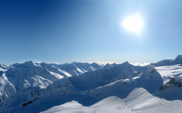 Картинка природа горы снег солнце небо