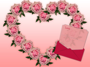 обоя праздничные, день святого валентина,  сердечки,  любовь, сердечко, розы, письмо