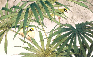 Картинка рисованное животные +птицы птицы листья