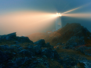 обоя природа, маяки, туман, скалы, маяк