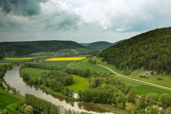 Картинка германия бавария риденбург природа пейзажи река берега пейзаж панорама