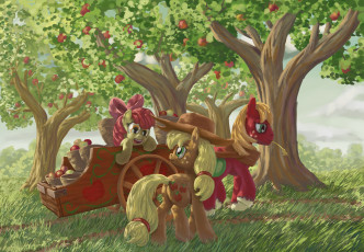Картинка рисованные живопись яблока пони