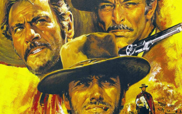 Картинка рисованные кино the good bad and ugly eli wallach эли уоллах lee van cleef ли ван клиф clint eastwood клинт иствуд