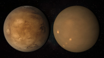 Картинка космос марс шторм планета mars пыль поверхность