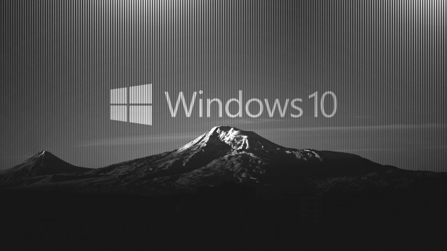 Обои картинки фото компьютеры, windows 10, горы, фон, логотип